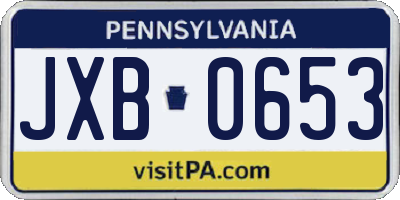 PA license plate JXB0653