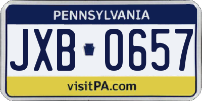 PA license plate JXB0657