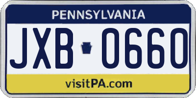 PA license plate JXB0660
