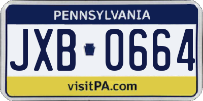 PA license plate JXB0664