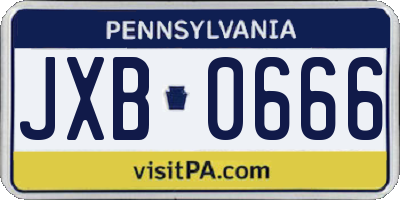 PA license plate JXB0666