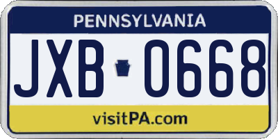 PA license plate JXB0668
