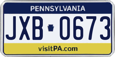 PA license plate JXB0673