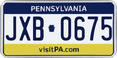 PA license plate JXB0675