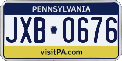 PA license plate JXB0676