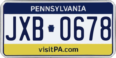 PA license plate JXB0678