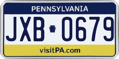 PA license plate JXB0679