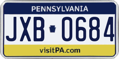 PA license plate JXB0684