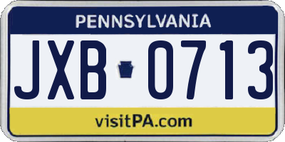 PA license plate JXB0713