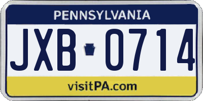 PA license plate JXB0714