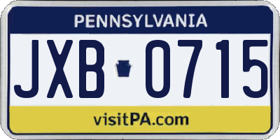 PA license plate JXB0715