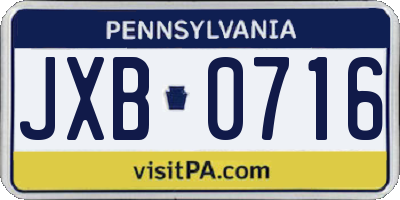 PA license plate JXB0716
