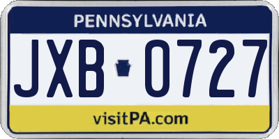 PA license plate JXB0727