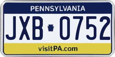 PA license plate JXB0752