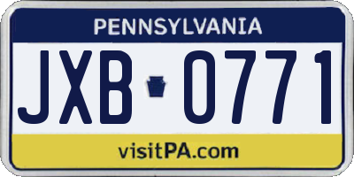 PA license plate JXB0771