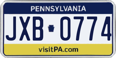 PA license plate JXB0774