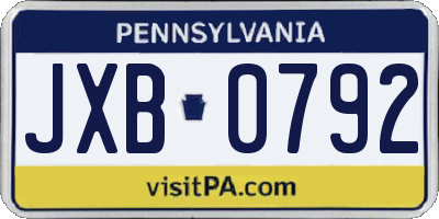PA license plate JXB0792