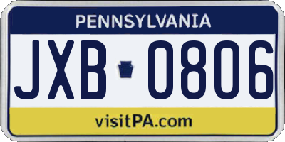 PA license plate JXB0806