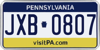 PA license plate JXB0807