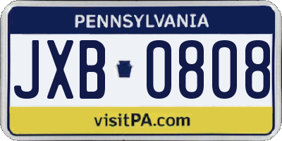 PA license plate JXB0808