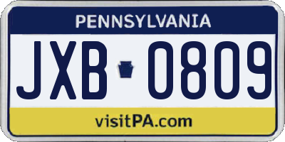 PA license plate JXB0809
