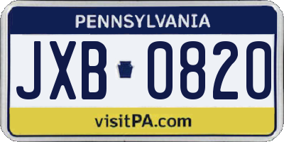 PA license plate JXB0820