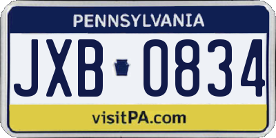 PA license plate JXB0834