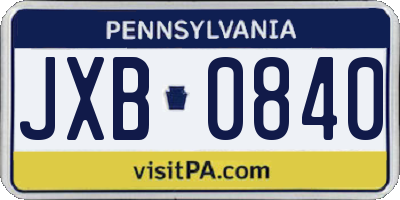 PA license plate JXB0840