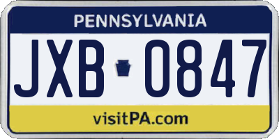 PA license plate JXB0847