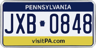 PA license plate JXB0848