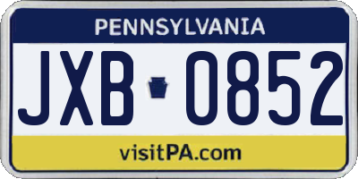 PA license plate JXB0852