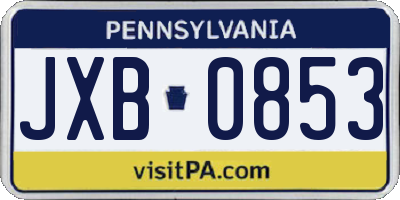 PA license plate JXB0853