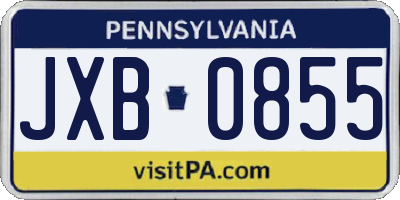 PA license plate JXB0855