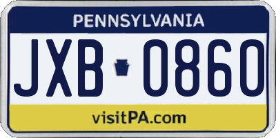 PA license plate JXB0860