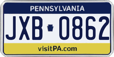 PA license plate JXB0862