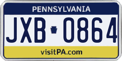PA license plate JXB0864