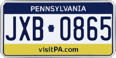 PA license plate JXB0865