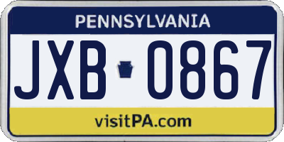 PA license plate JXB0867