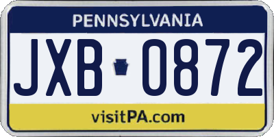 PA license plate JXB0872