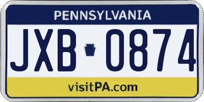 PA license plate JXB0874