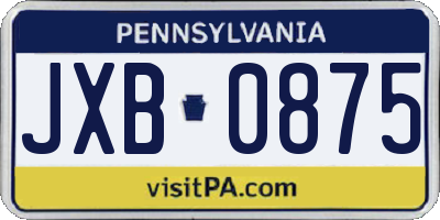 PA license plate JXB0875
