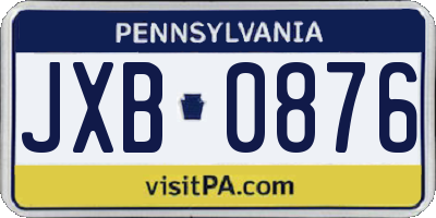 PA license plate JXB0876