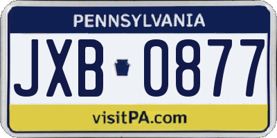 PA license plate JXB0877