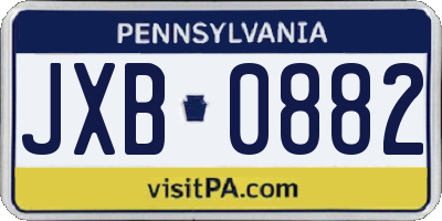 PA license plate JXB0882