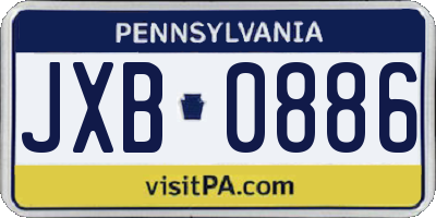 PA license plate JXB0886
