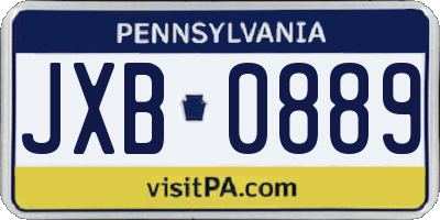 PA license plate JXB0889