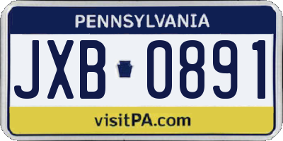 PA license plate JXB0891