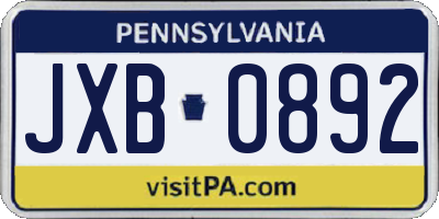 PA license plate JXB0892