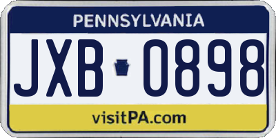 PA license plate JXB0898