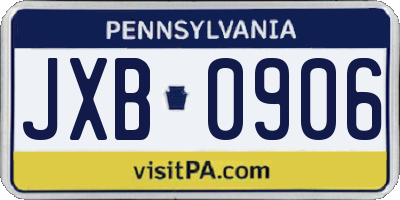 PA license plate JXB0906